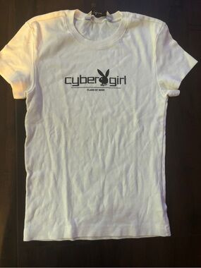Vintage official Y2K Playboy Cyber Girl class of 2003 White t shirt OS rare